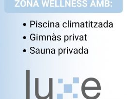 La zona spa wellness de la promotora immobiliària LUXE RESIDENCIAL ANDORRA compta amb piscina climatitzada, gimnàs privat i sauna privada preparada com un espai íntim i de relaxament